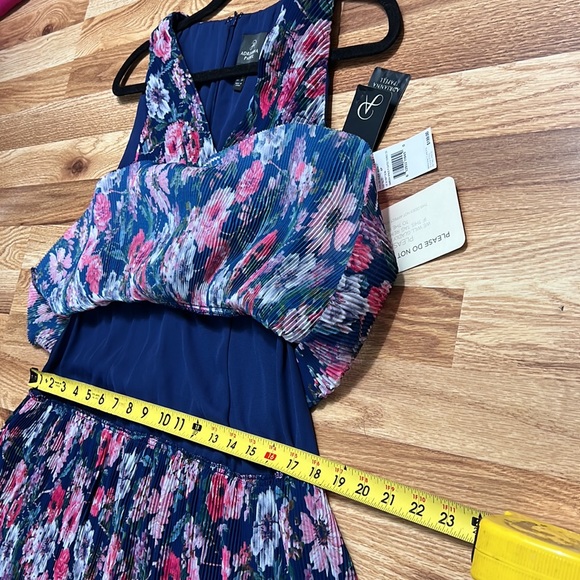 Adrianna Papell floral pleated tiered layers midi dress size 6P - Picture 9 of 16